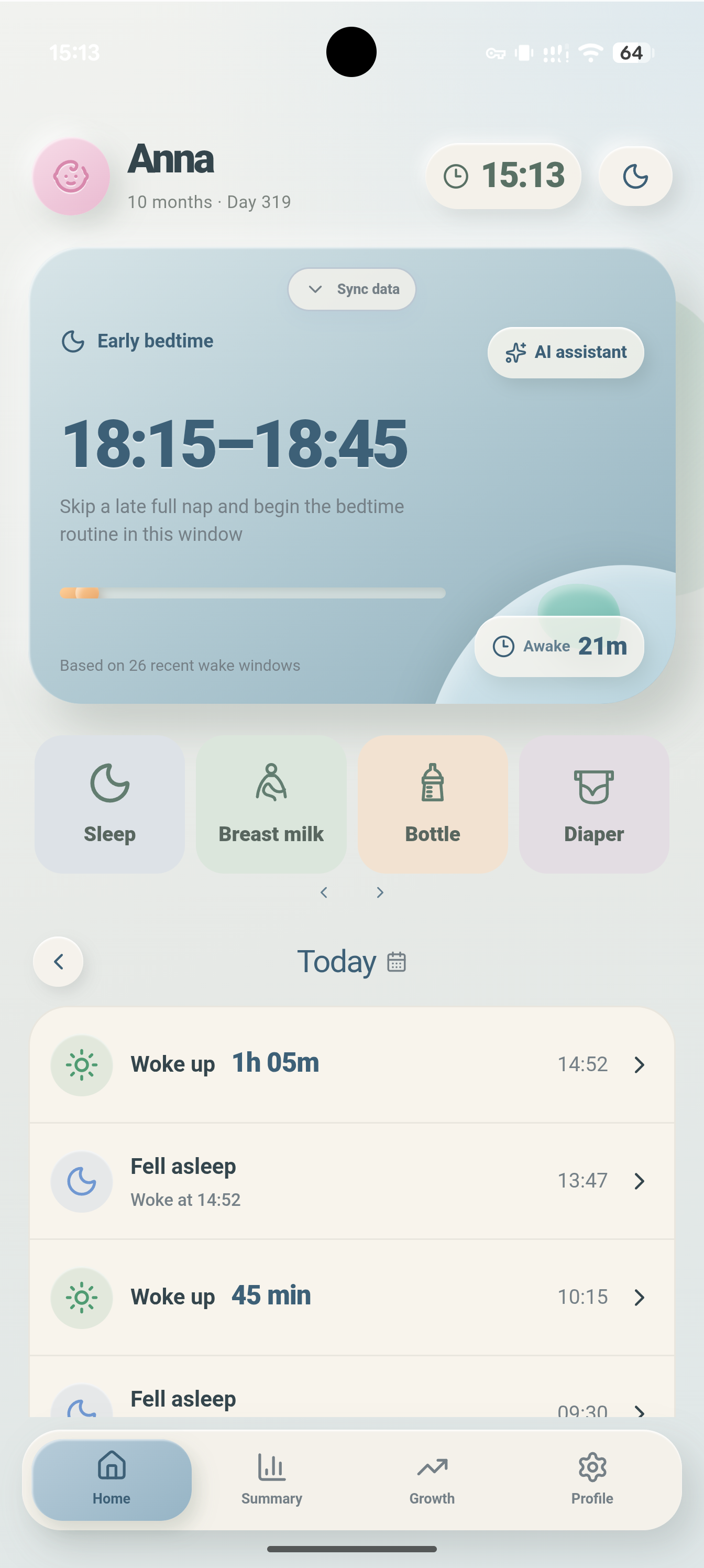 PipLog app home screen